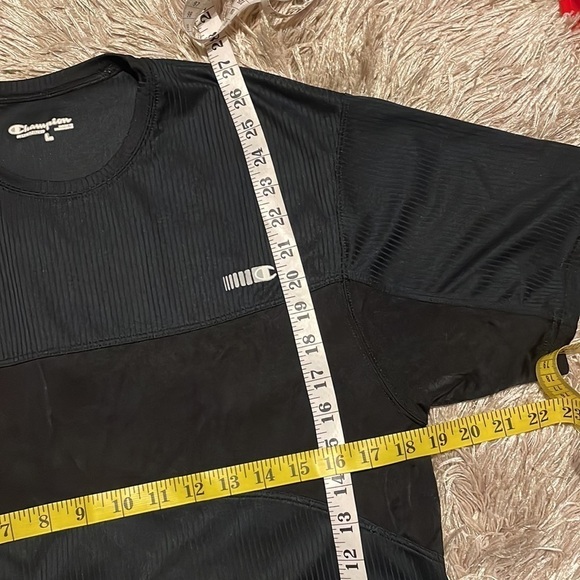 CHAMPION Black Short‎ Sleeve Workout Running Tee Shirt Size Large - Picture 6 of 9